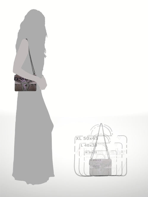 Sac bandoulière en cuir italien serpent doré/noir