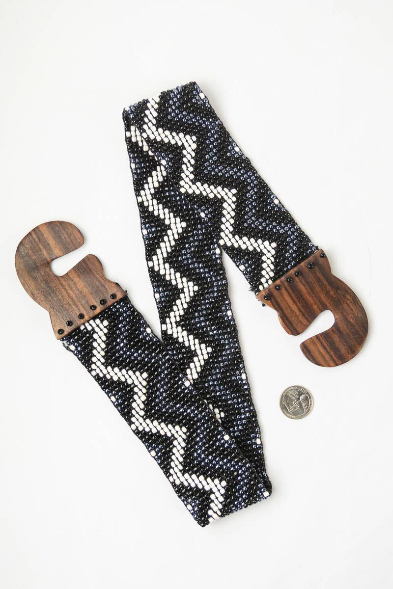 Ceinture perlée à motif chevron