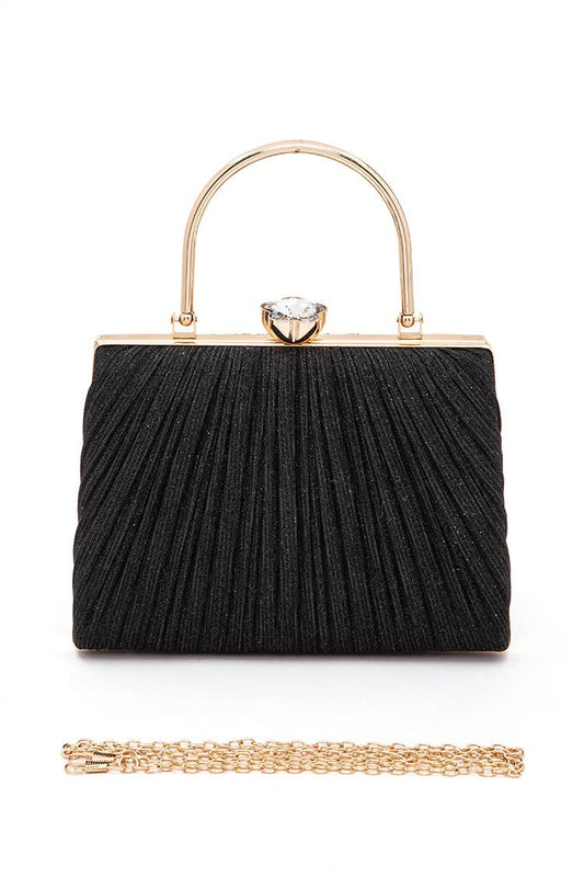 Diamond Clasp Evening Bag in Black