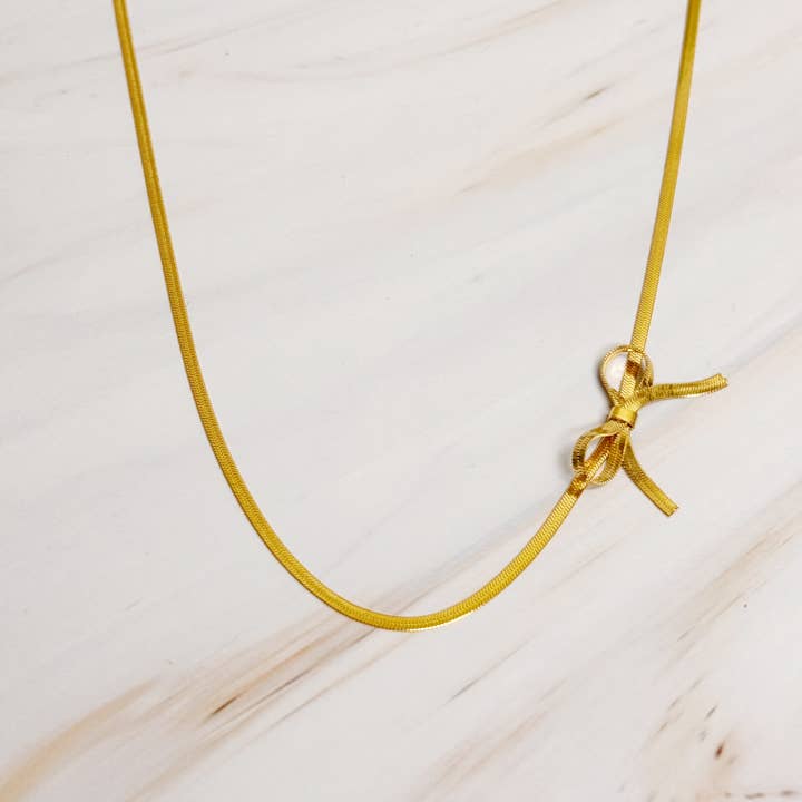 Gold Bow Necklace
