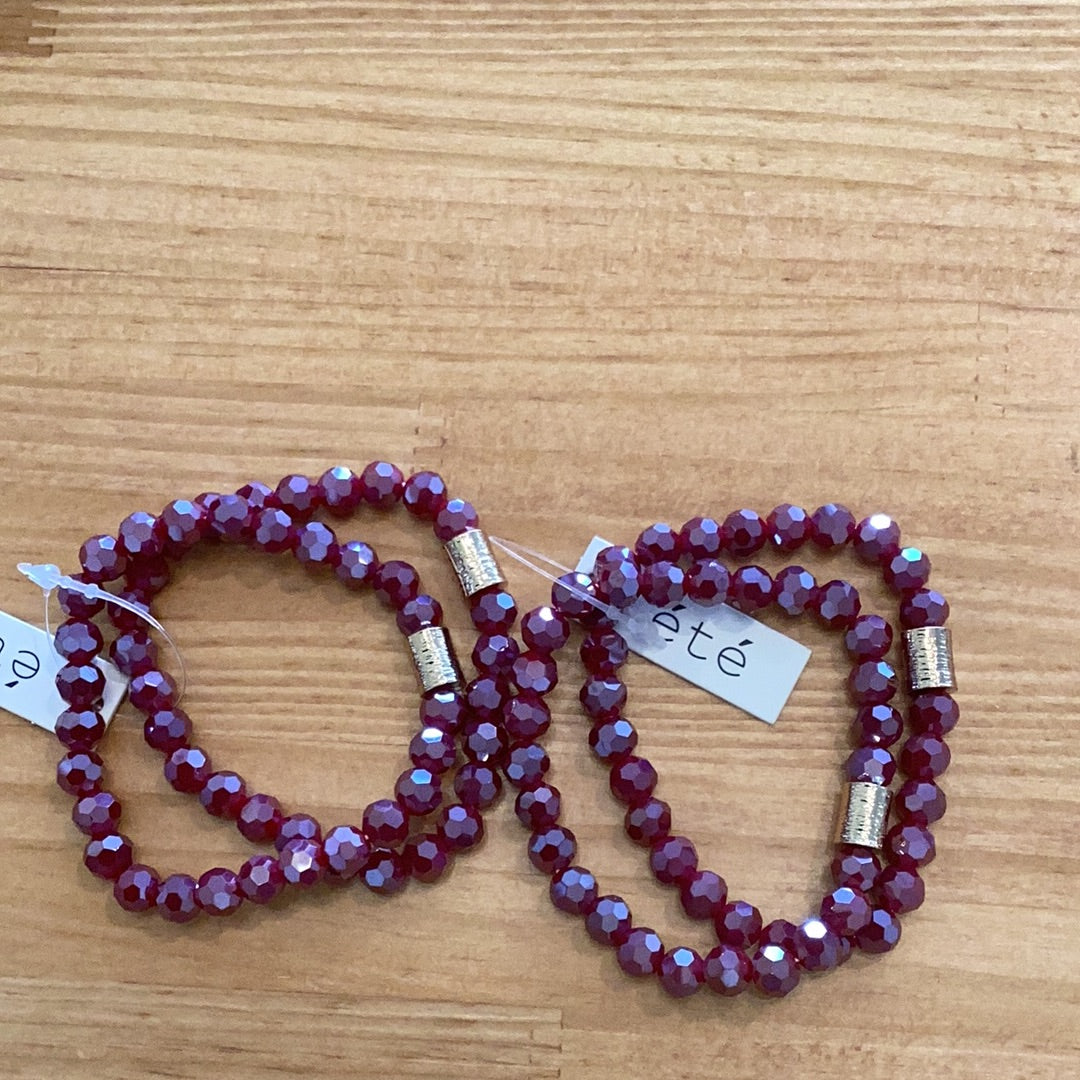 Wine bead bracelet