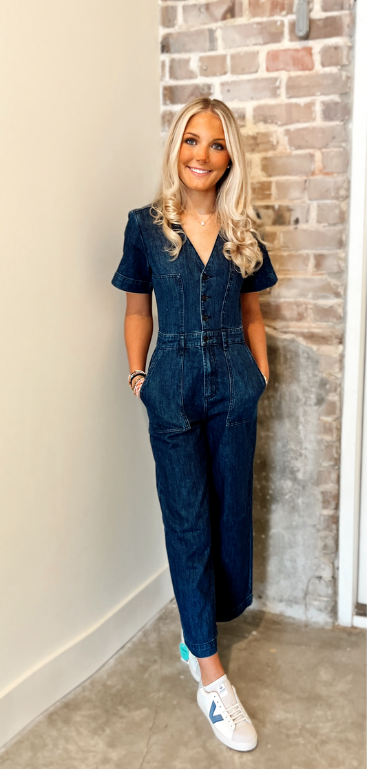 Denim Button Down Jumpsuit