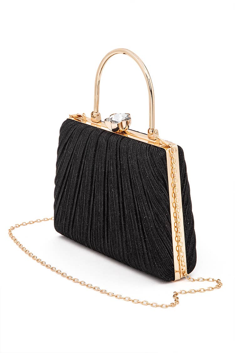 Diamond Clasp Evening Bag in Black
