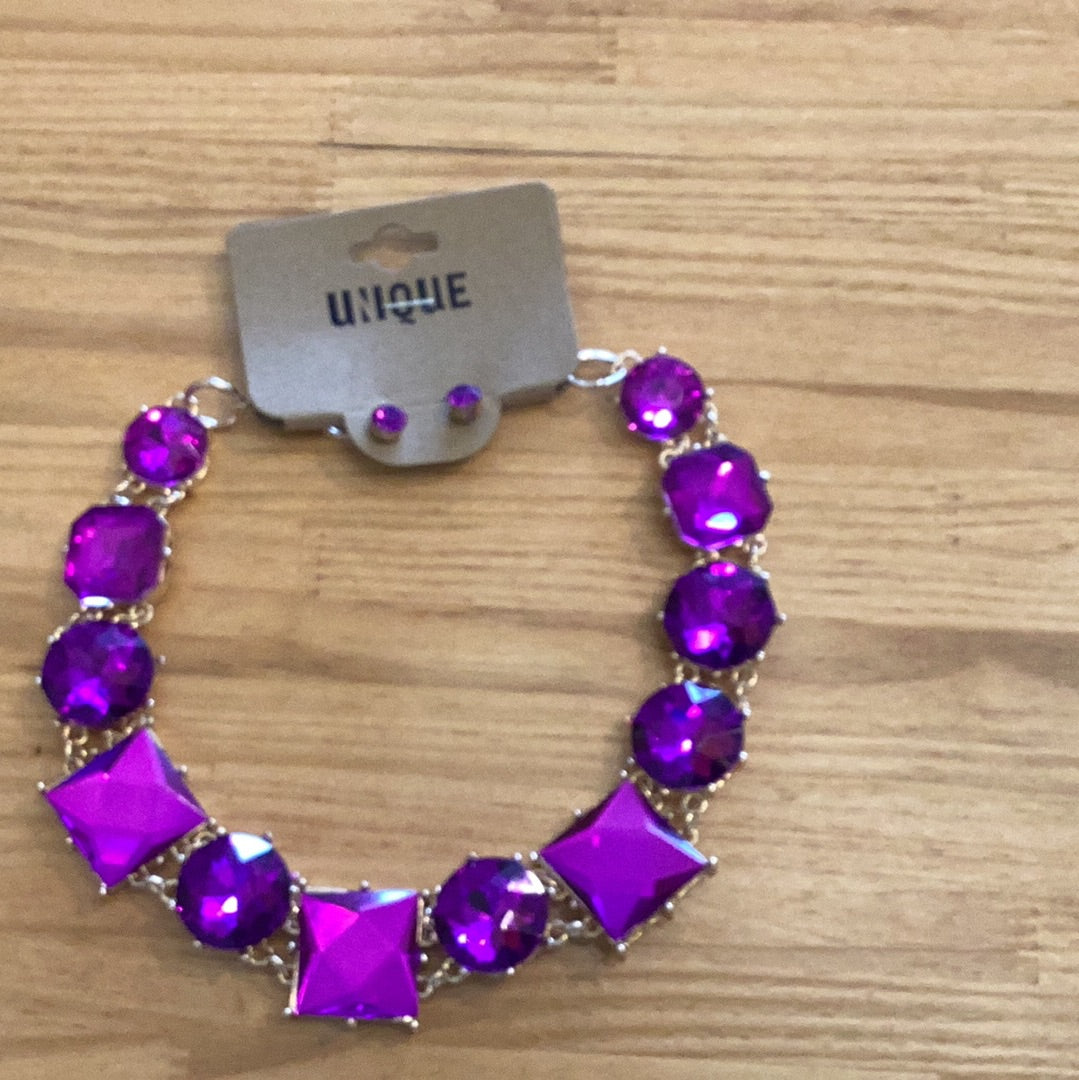 Ensemble collier violet foncé