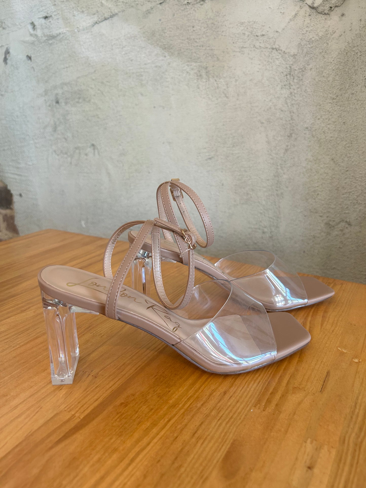 Clear block heel sandal