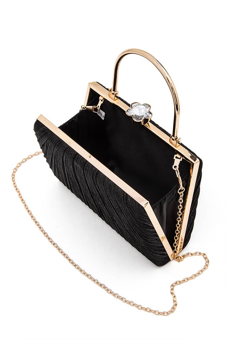 Diamond Clasp Evening Bag in Black