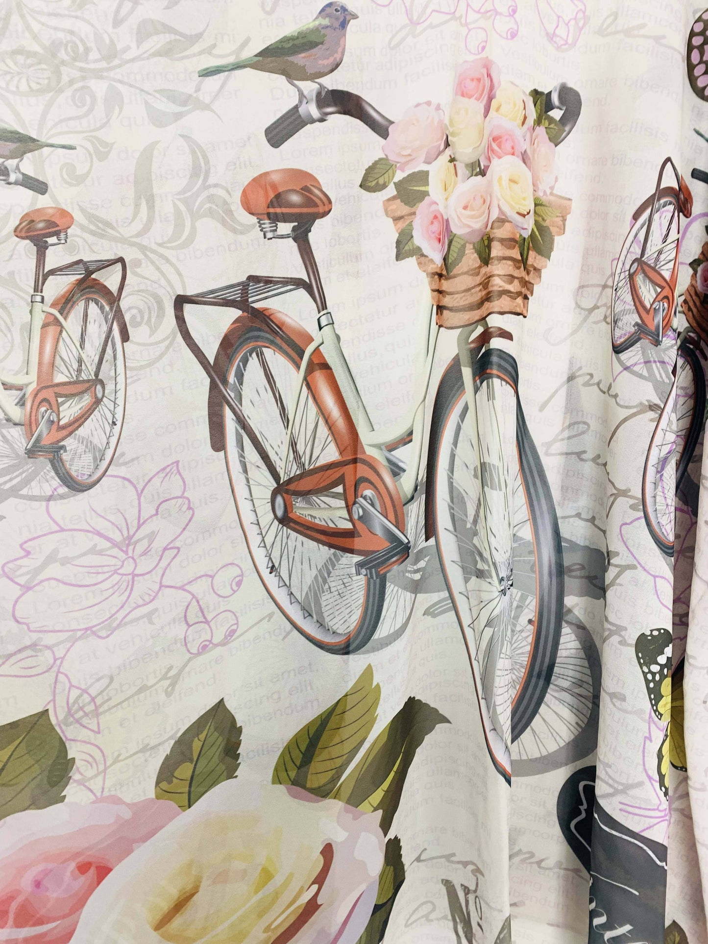Vintage Bicycle & Bird Kimono