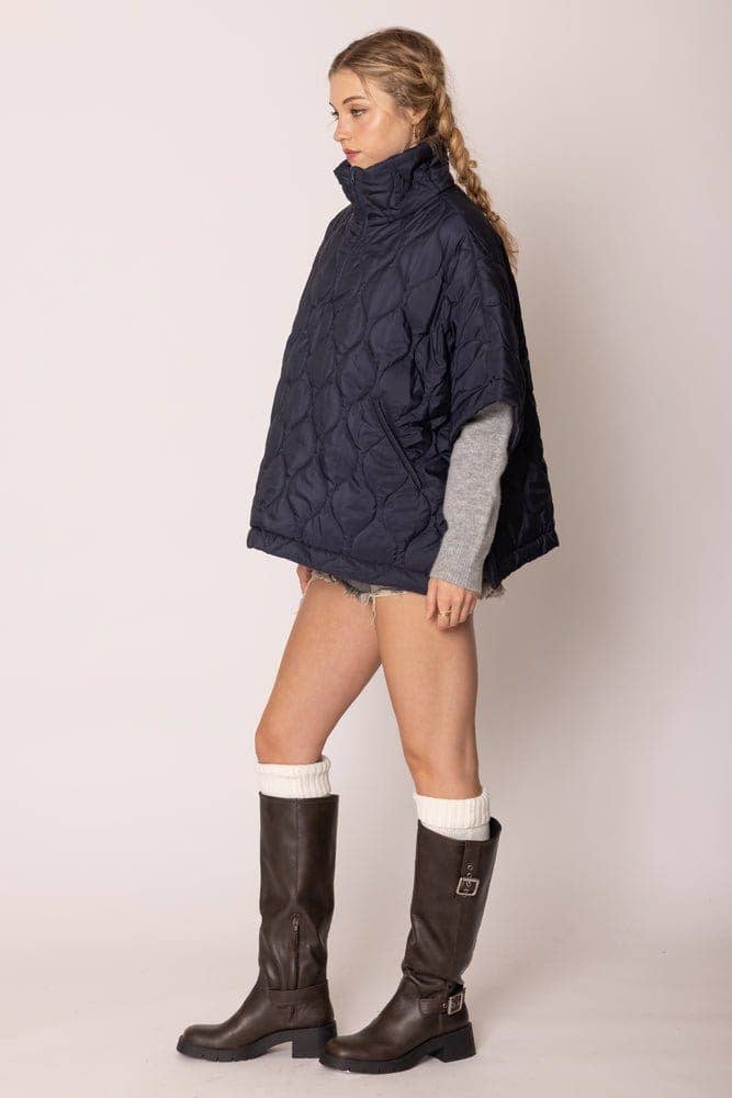 Quarter Zip Quilted Poncho | The Savvy Pair
