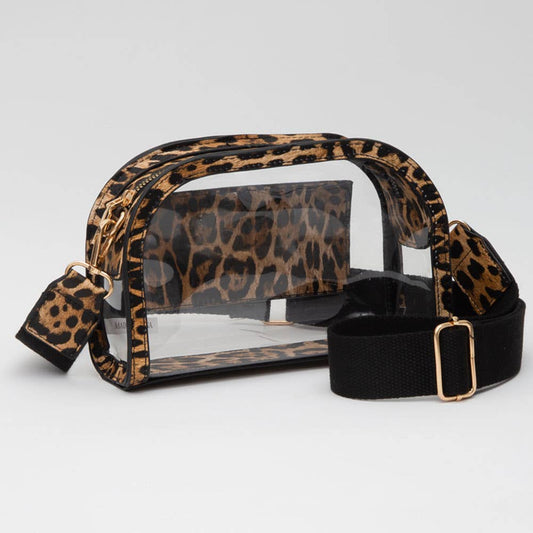 Clear Crossbody Camera Bag in Leopard