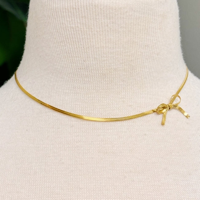 Gold Bow Necklace