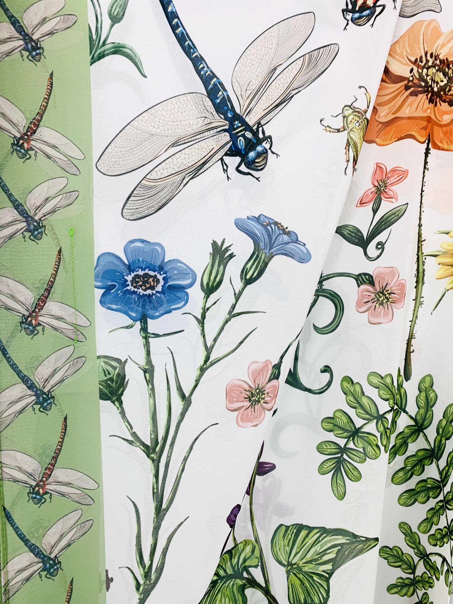 Green-Multi Floral & Dragonfly Kimono