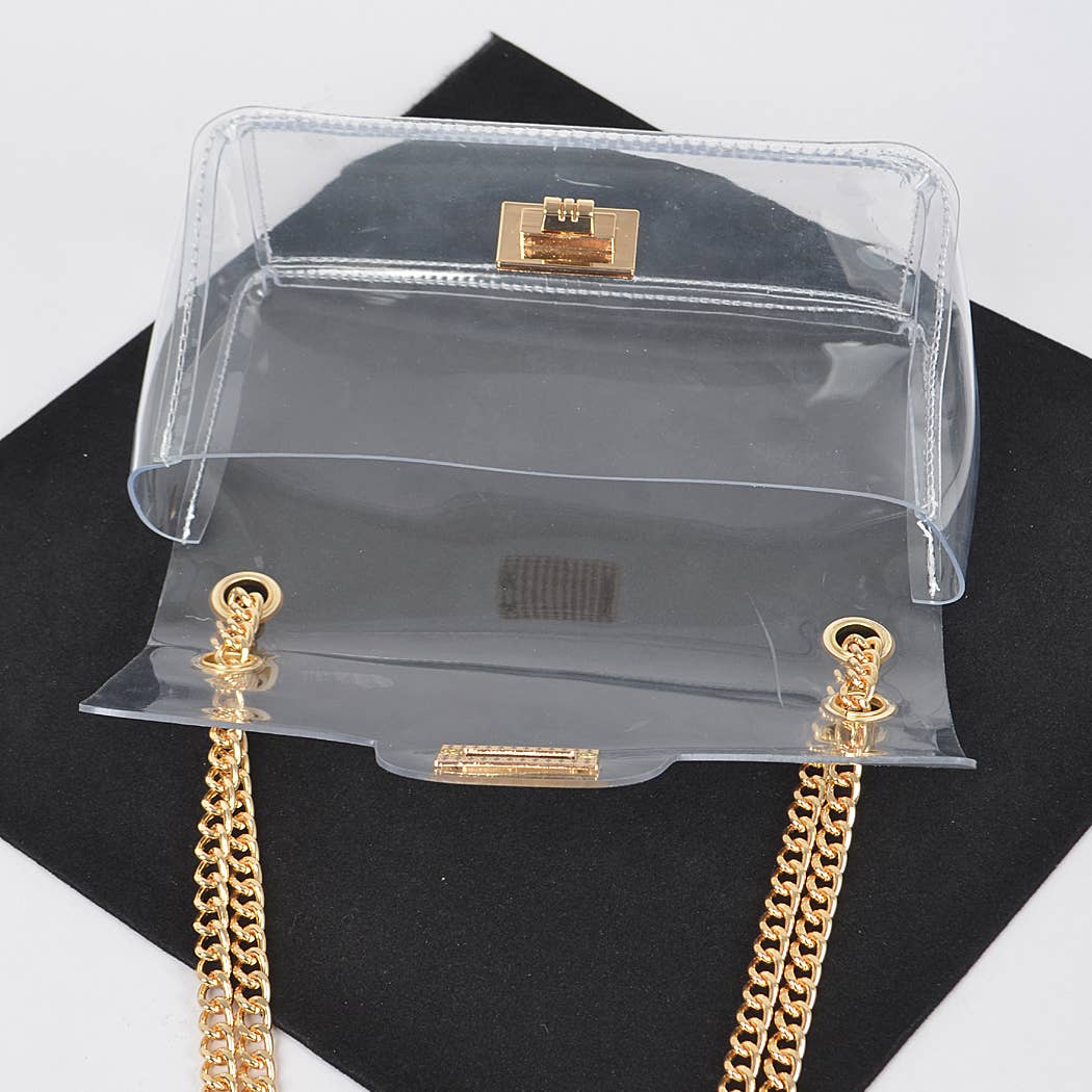 Vivian Transparent Crossbody Bag W/Rhinestone Clutch