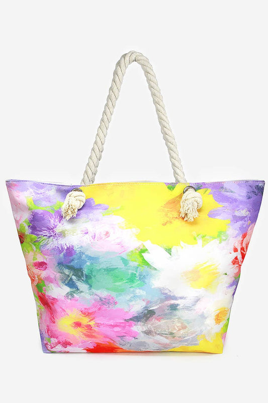 Floral Print Beach Bag