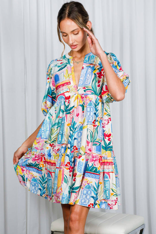 Floral Window Babydoll Dress