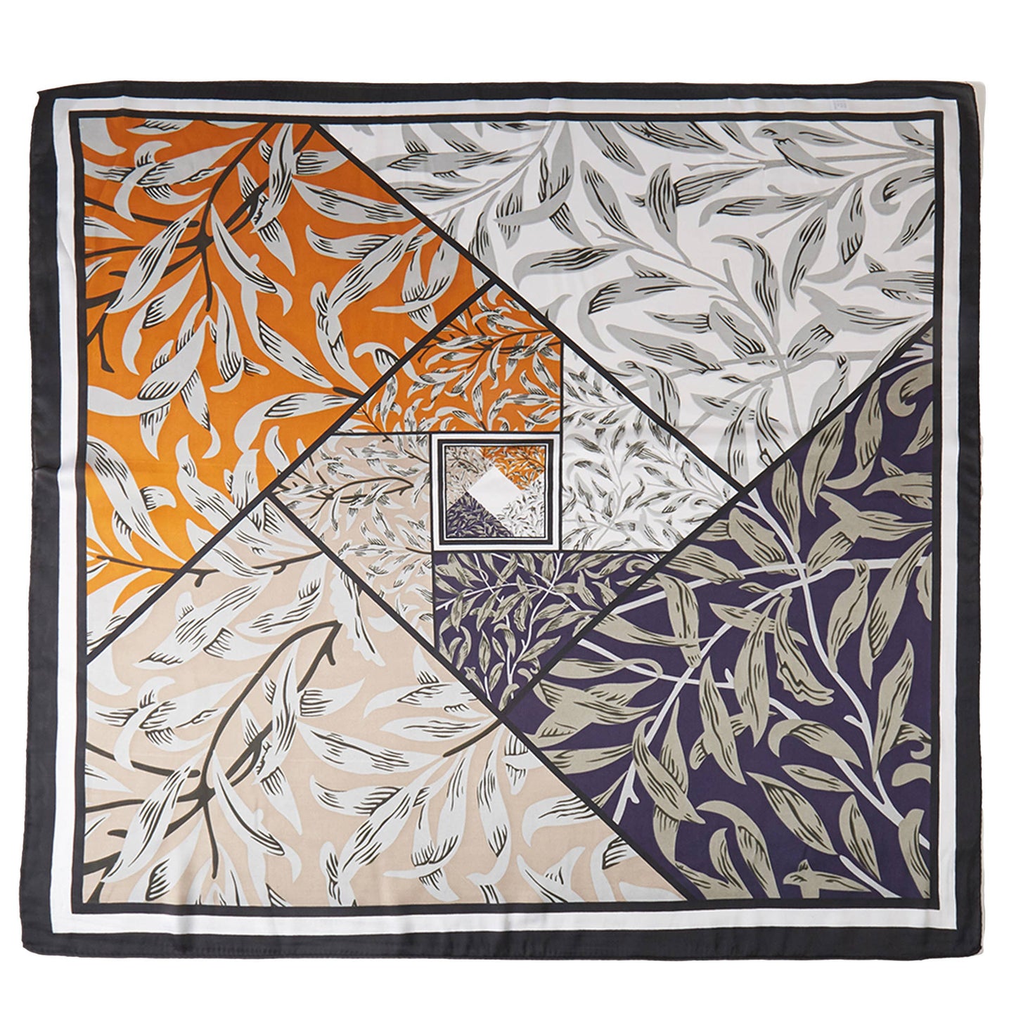 Leaves and Line Pattern Print Bandana Scarf