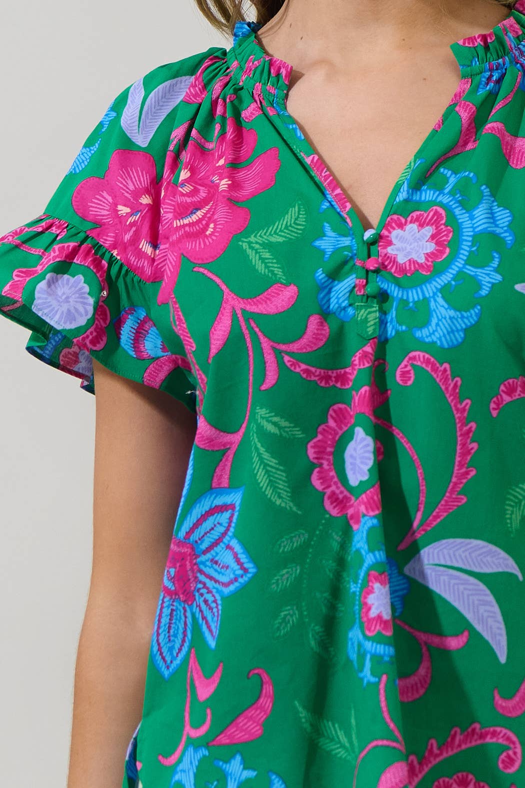 Cabina Floral Ruffle Top