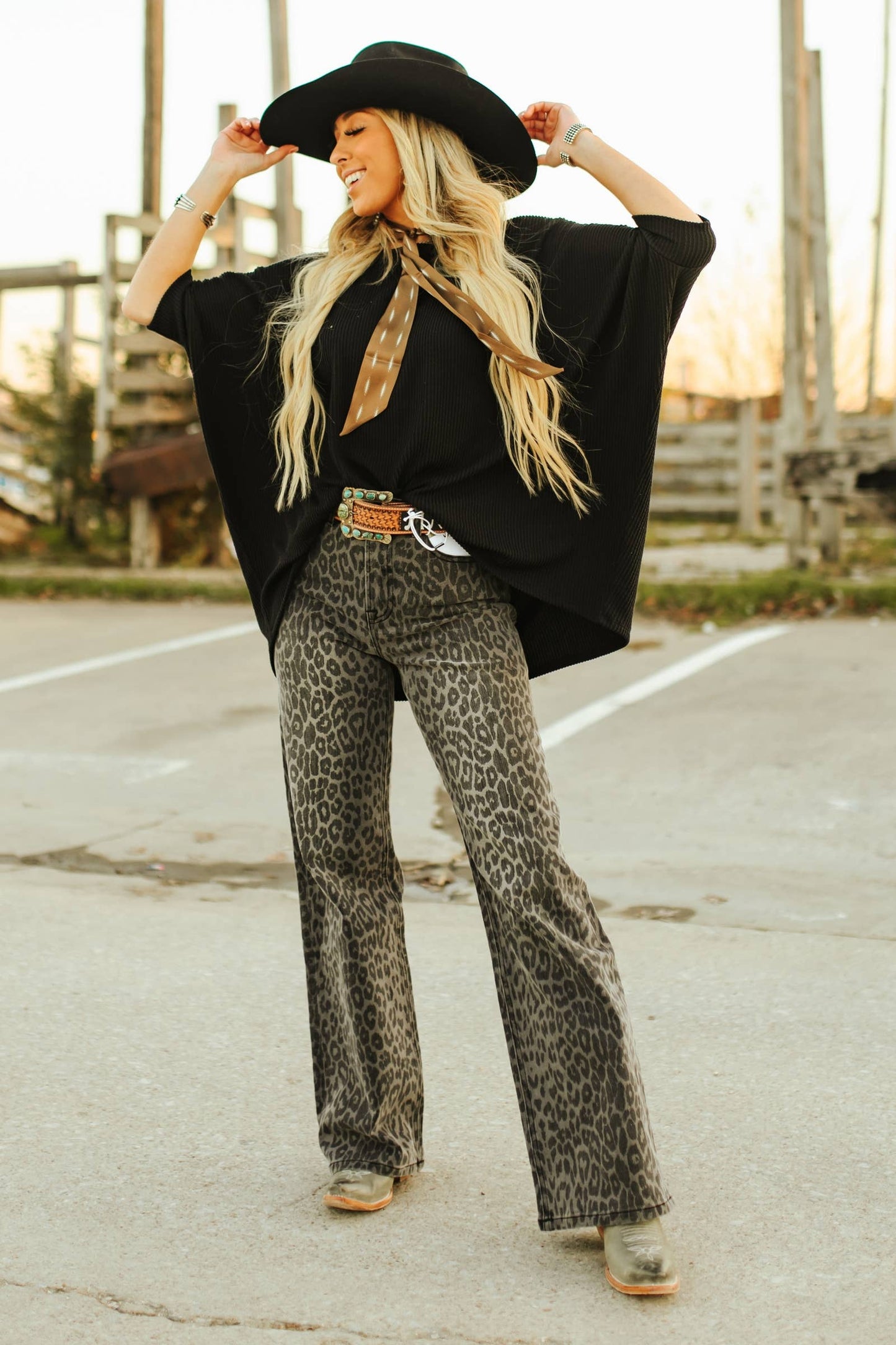 Relaxed Poncho Top in Black