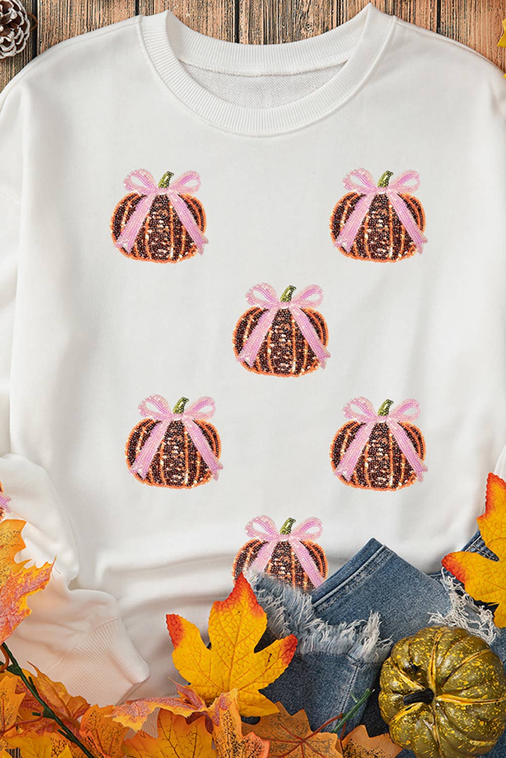 Sequin Bow Pumpkin Sweatshirt