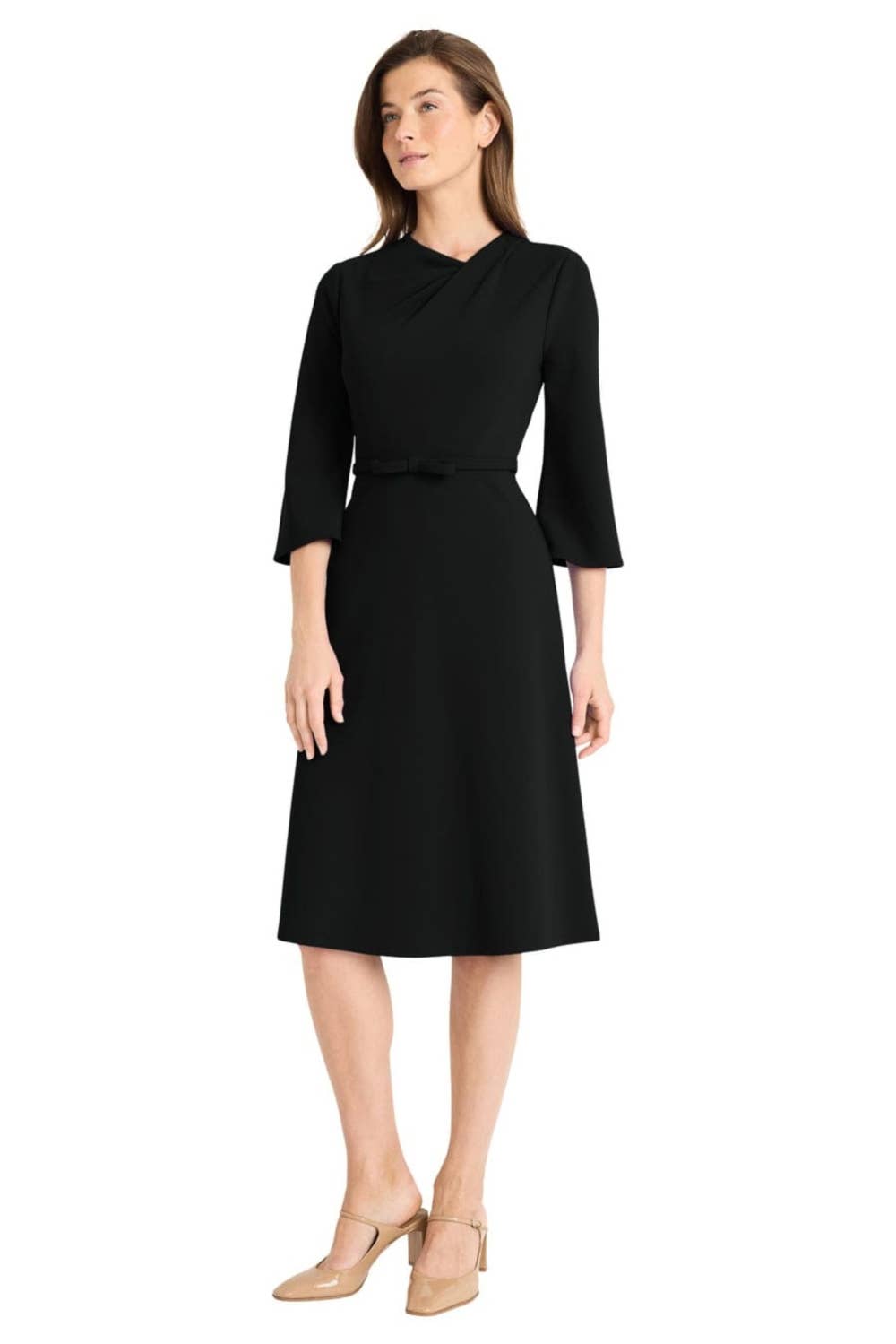 Black 3/4 Sleeve A-Line Dress
