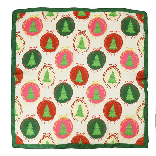 Christmas Ornament Print Square Bandana Scarf
