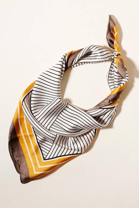 Stripe Pattern Square Silky Scarf