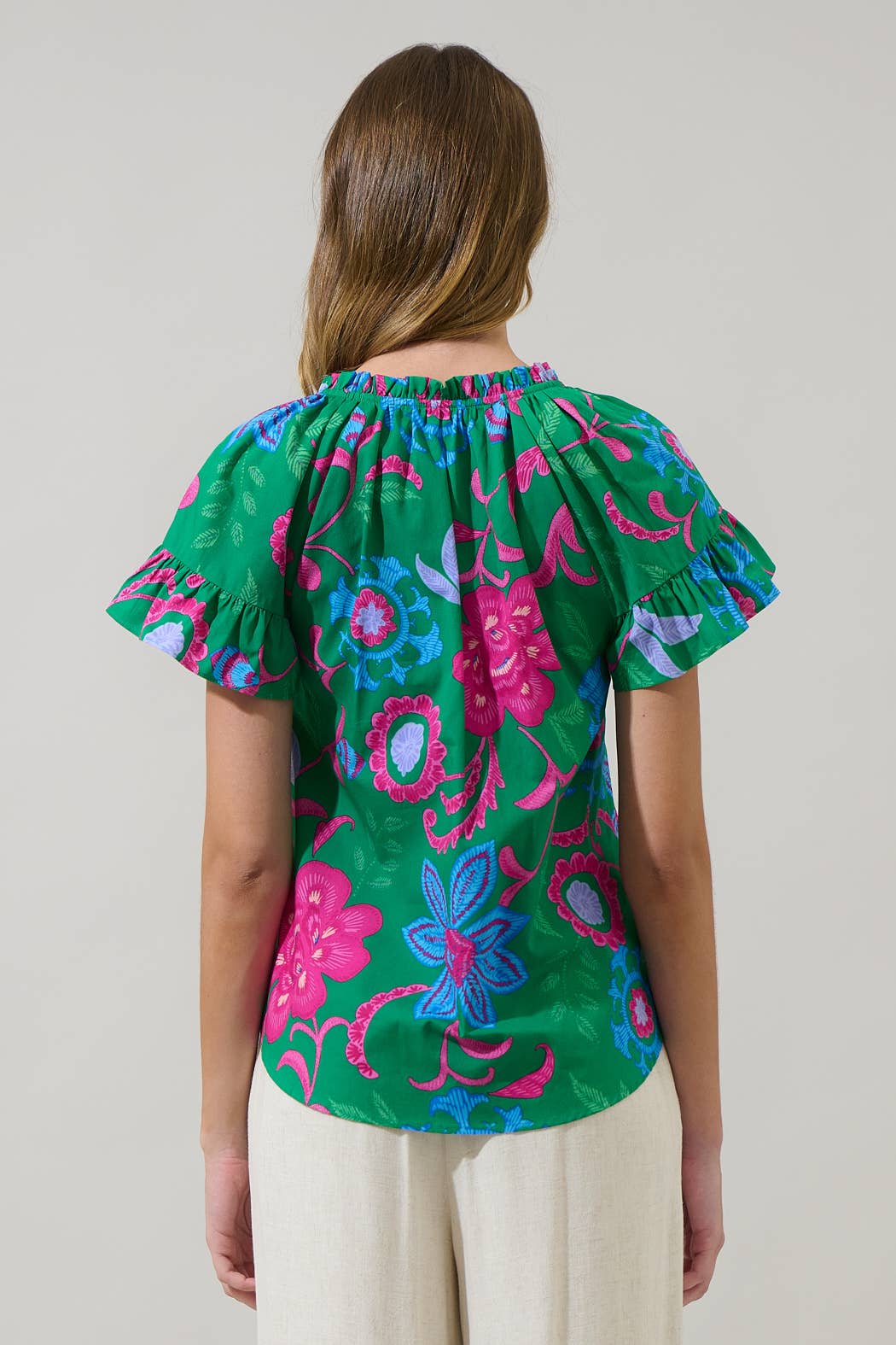 Cabina Floral Ruffle Top