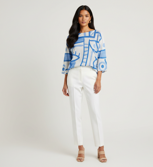 Abstract Blue Knit Sweater