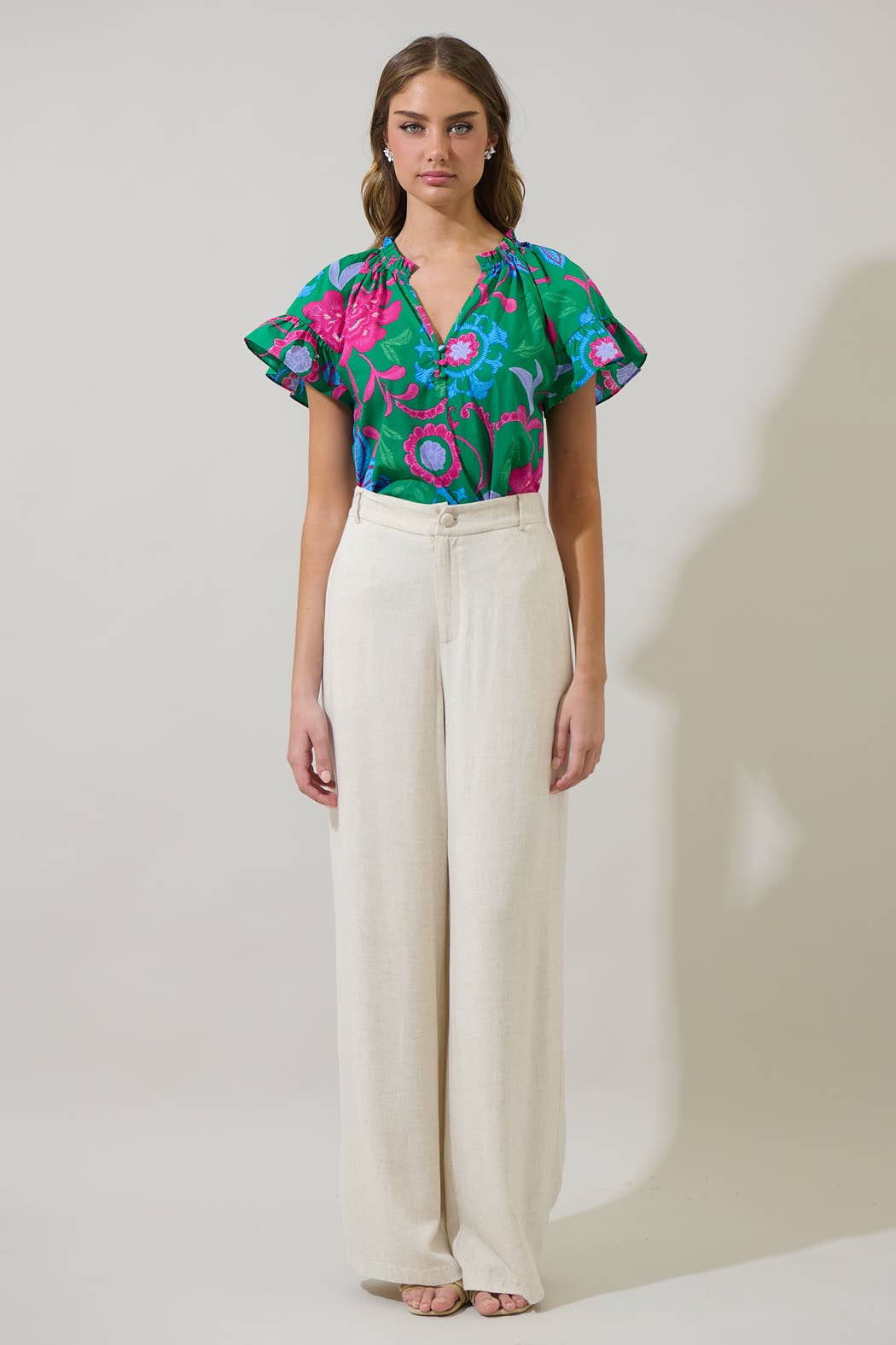 Cabina Floral Ruffle Top