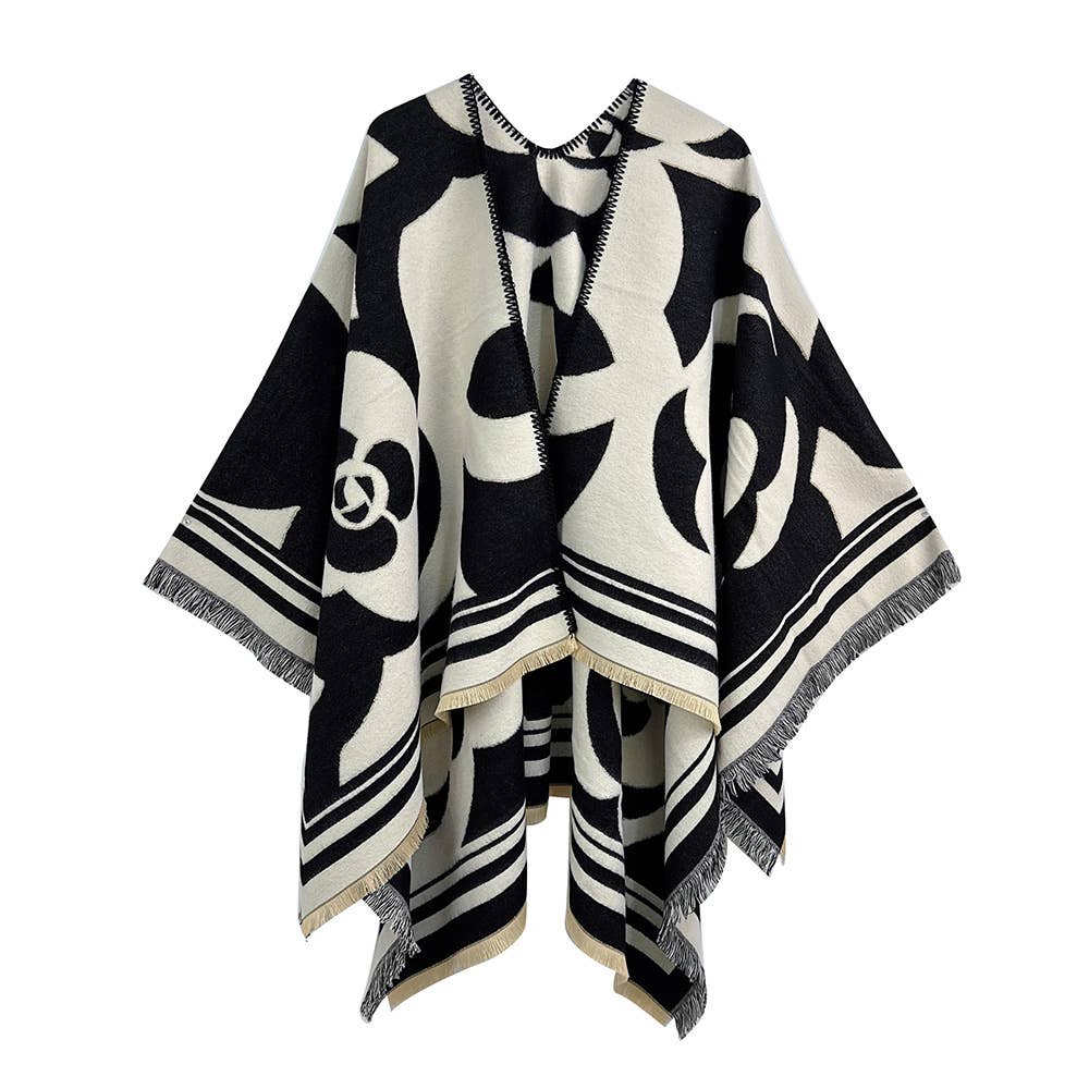 Flower Pattern Print Ruana