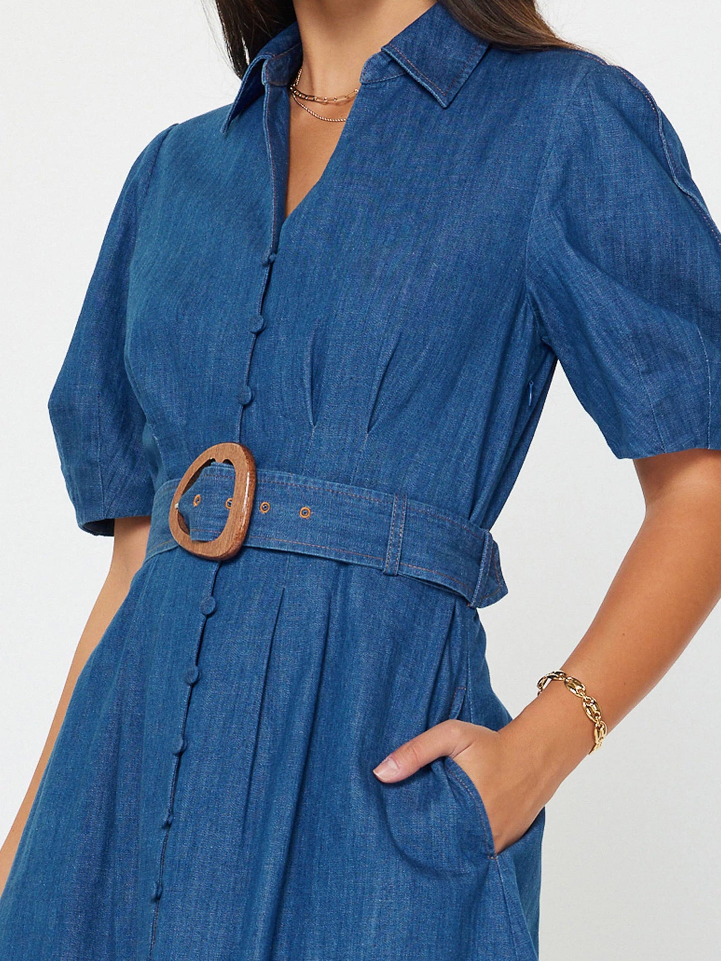 Current Air Denim Belted Dress