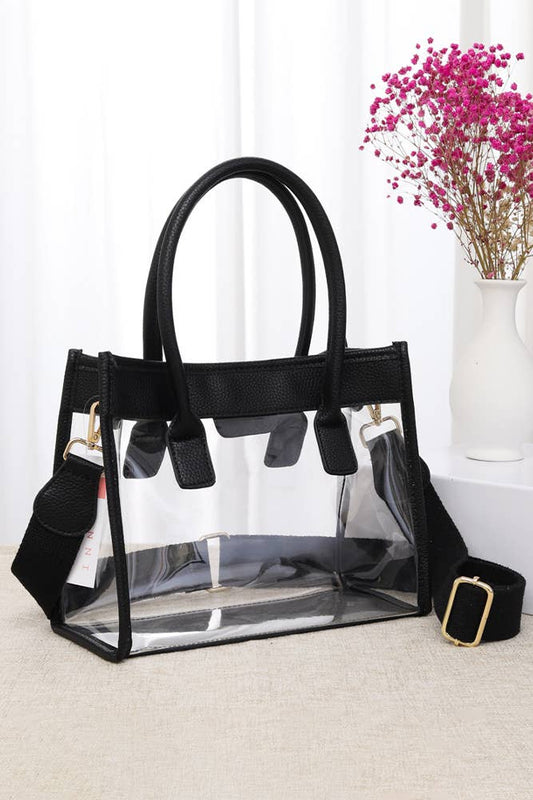 Color Trim Clear Hand Bag