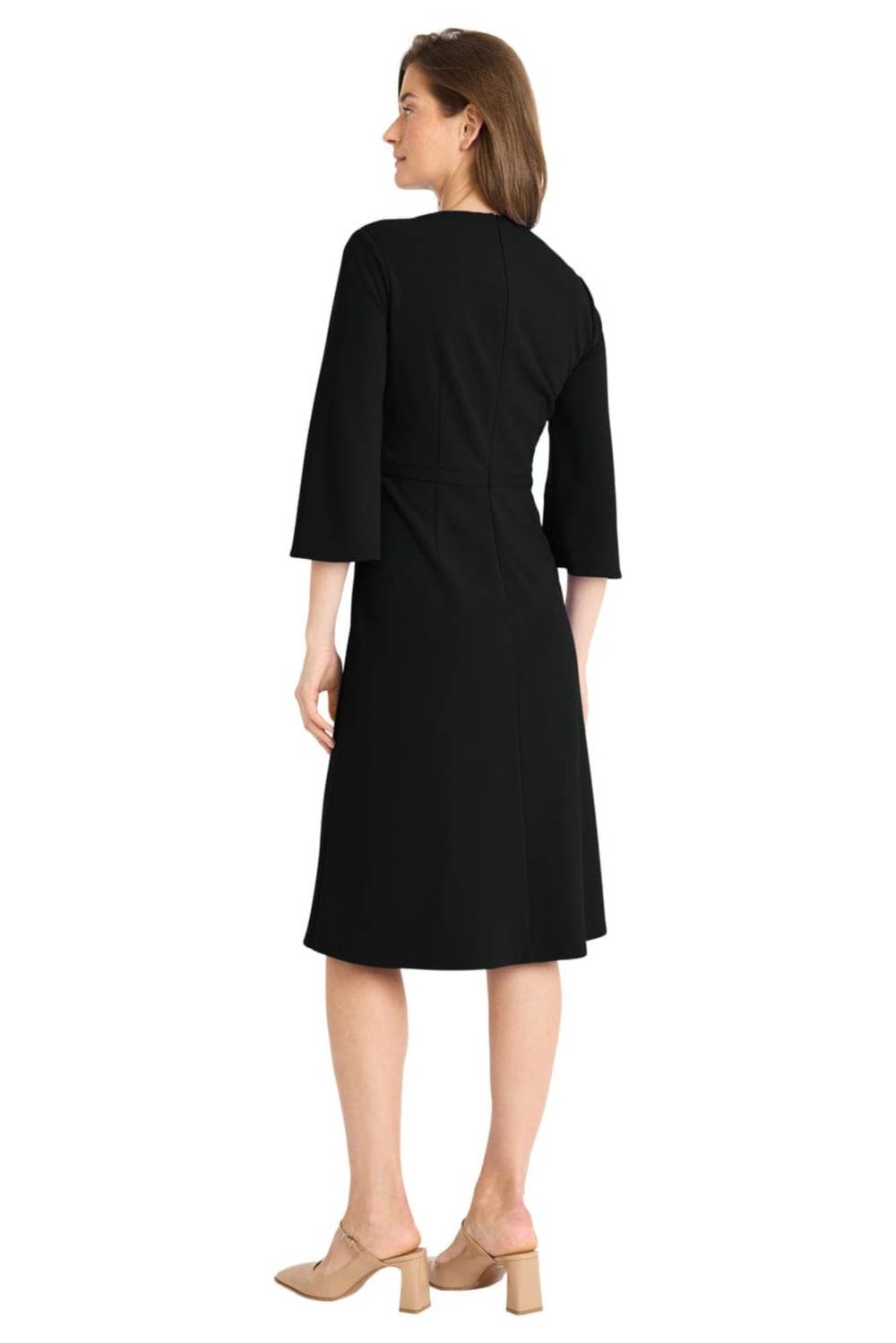 Black 3/4 Sleeve A-Line Dress
