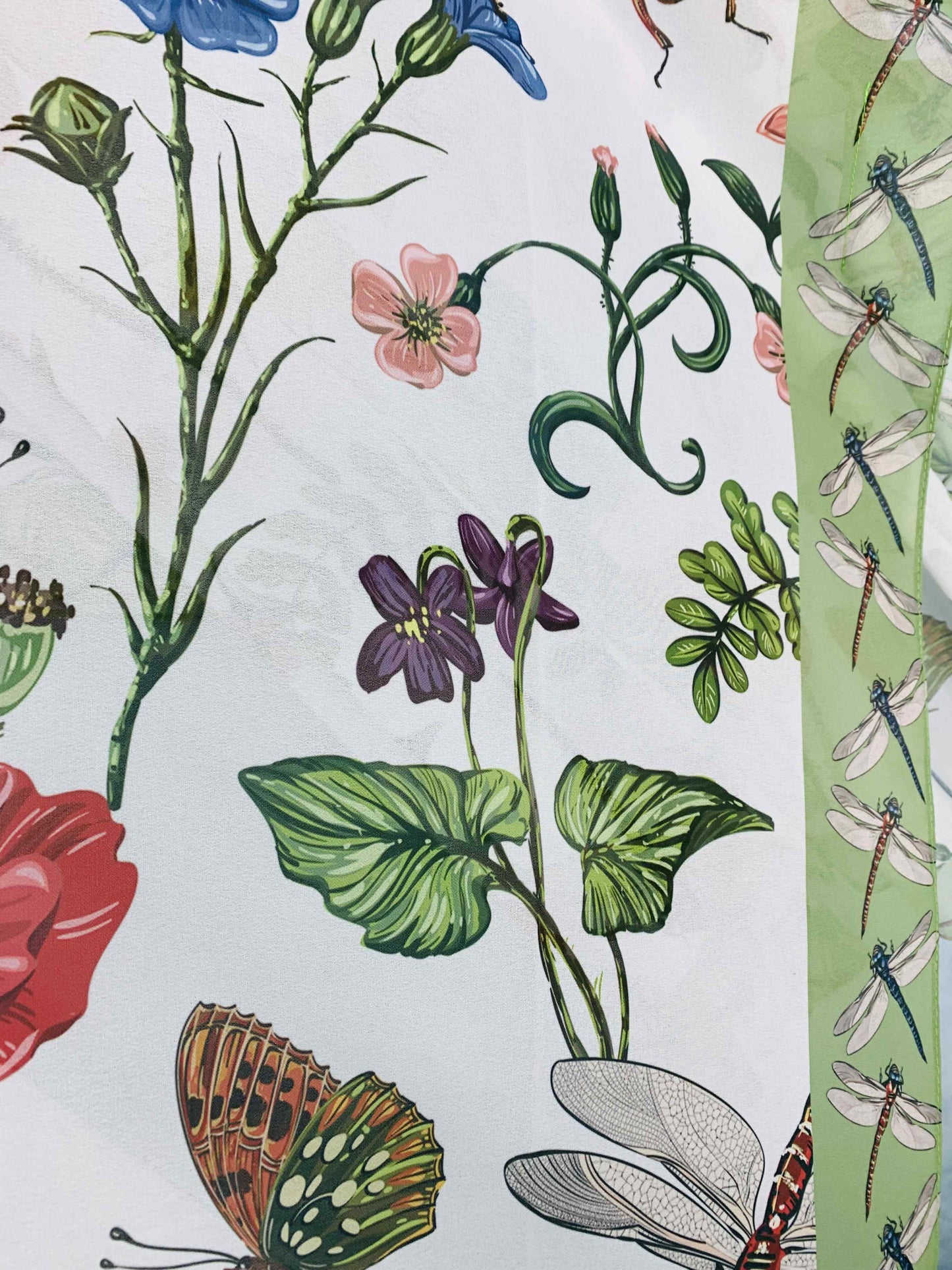 Green-Multi Floral & Dragonfly Kimono