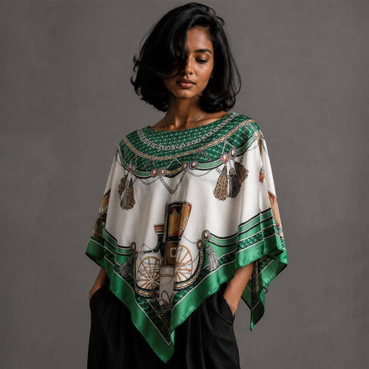 Margo Chain and Carriage Print Poncho