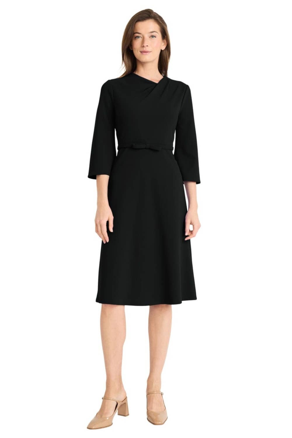 Black 3/4 Sleeve A-Line Dress