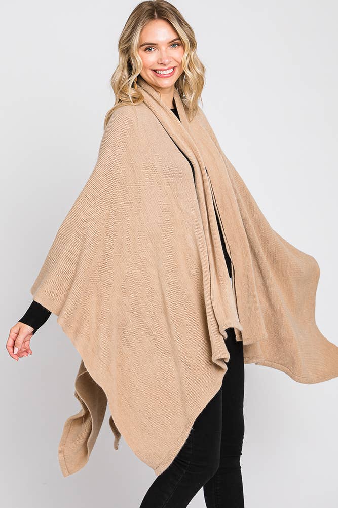 Neckline Tie Attached Scarf Cape