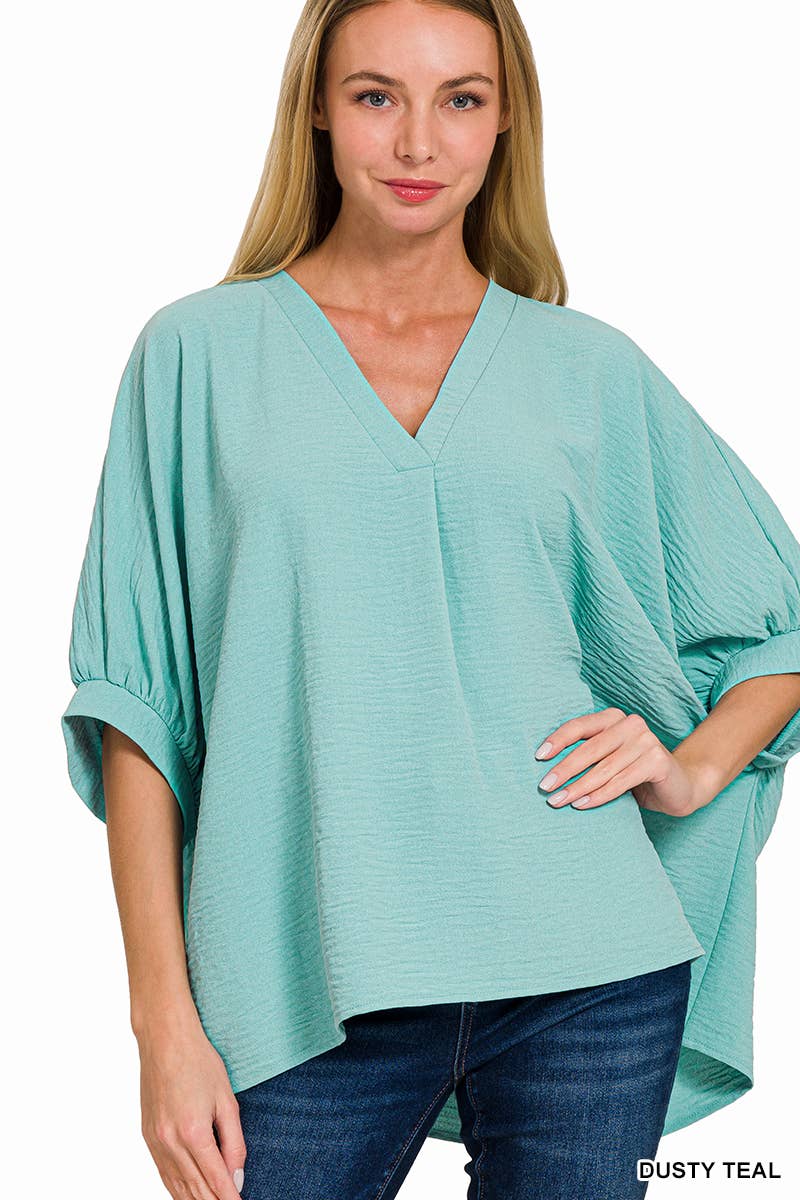 Woven Airflow V Neck Top