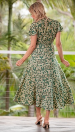 Dara Green Geometric Dress