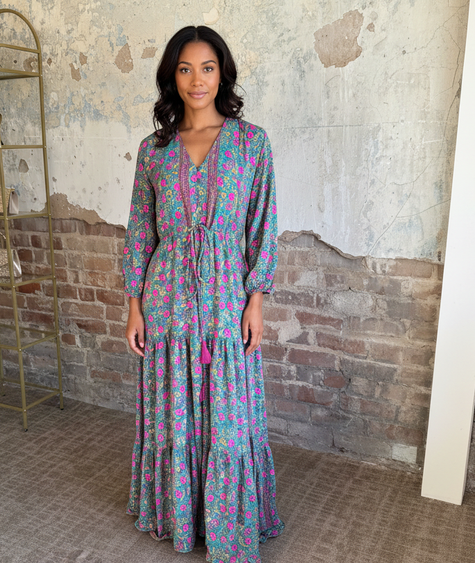 Pink Flower Maxi Dress