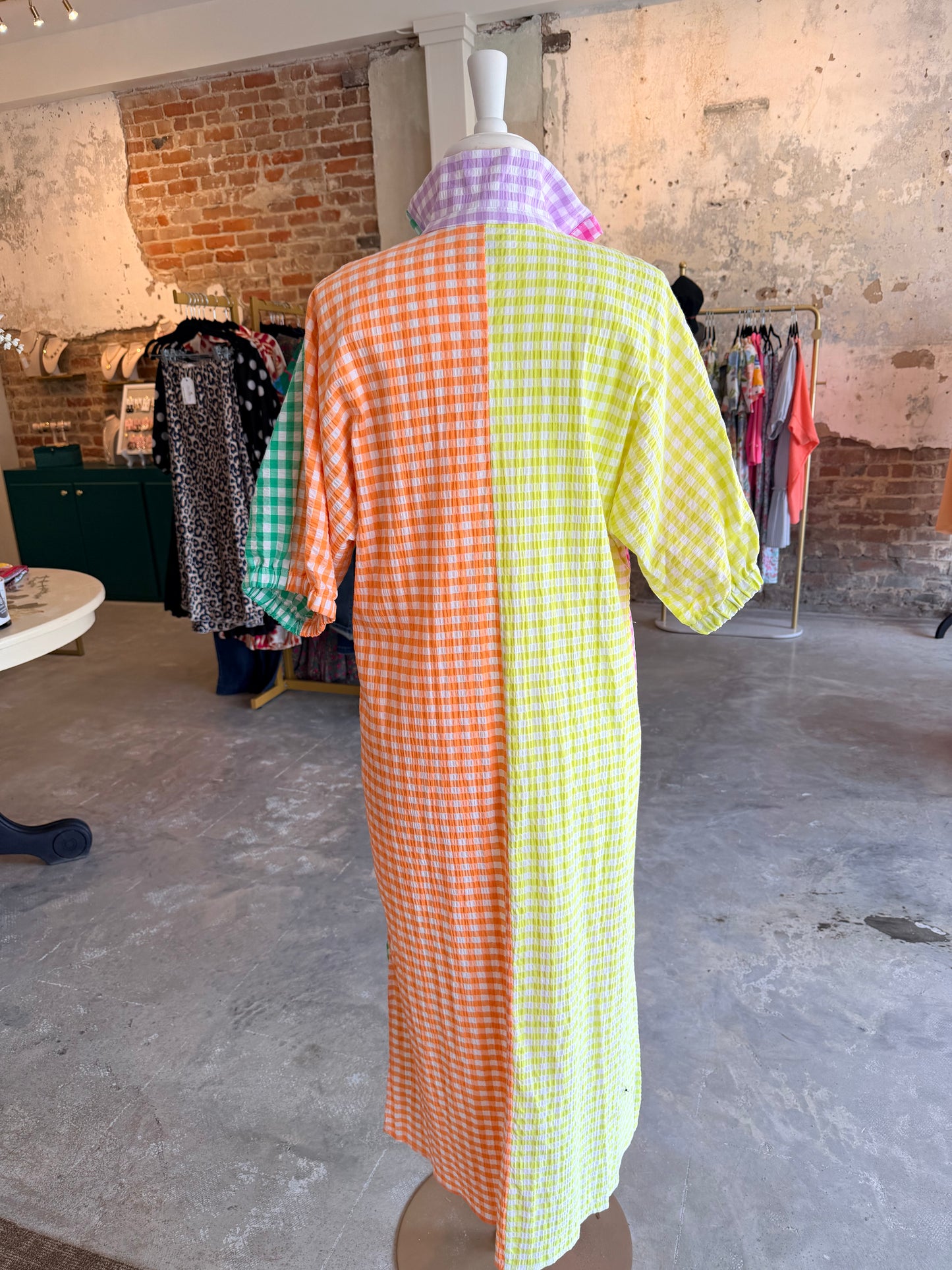 Poppy Colorblock Gingham Maxi