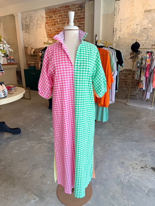Poppy Colorblock Gingham Maxi