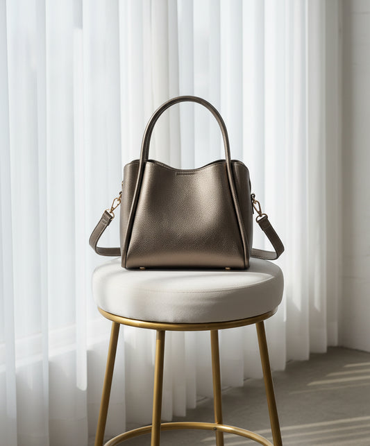 Kay Handbag in Pewter - Premium Leather Crossbody | The Savvy Pair