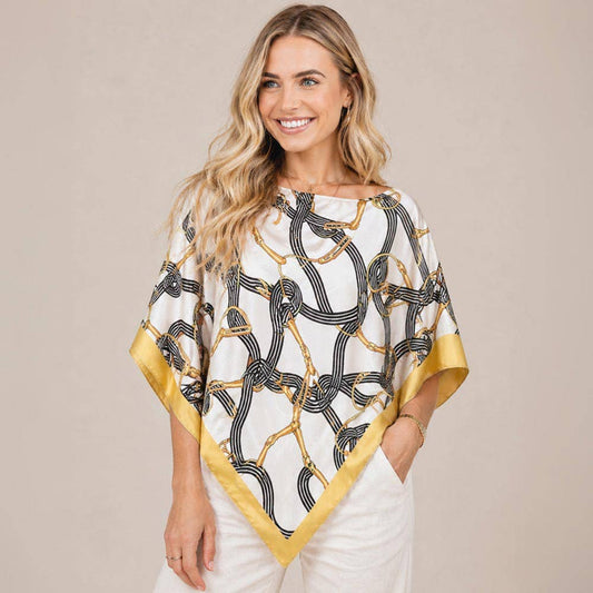 Sasha Equestrian Print Poncho