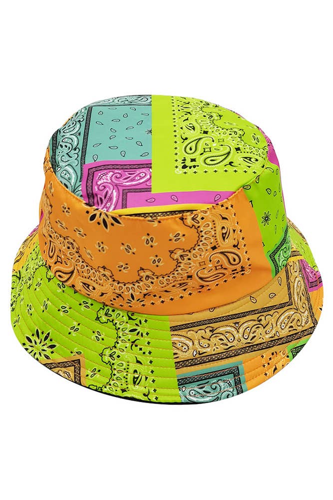 Chapeau seau à motif cachemire multicolore