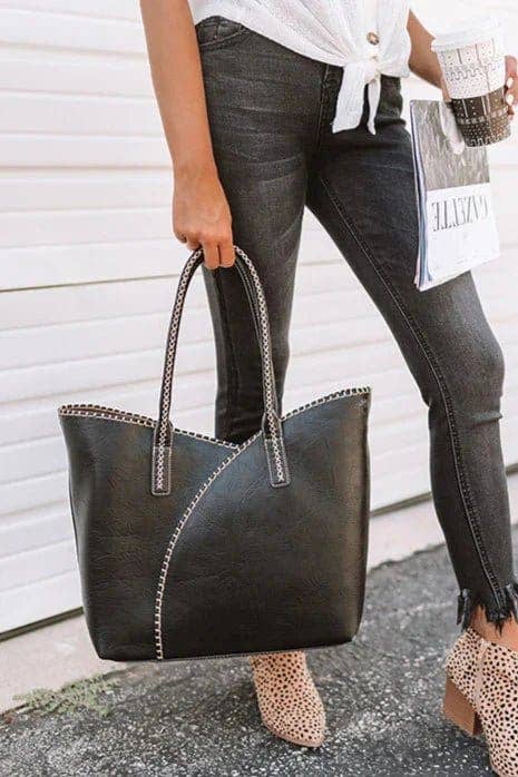 Valerie 2-in-1 Stitch Trim Detail Shoulder/Tote Set Bag