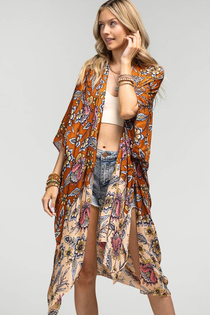 Garden Floral Print Kimono