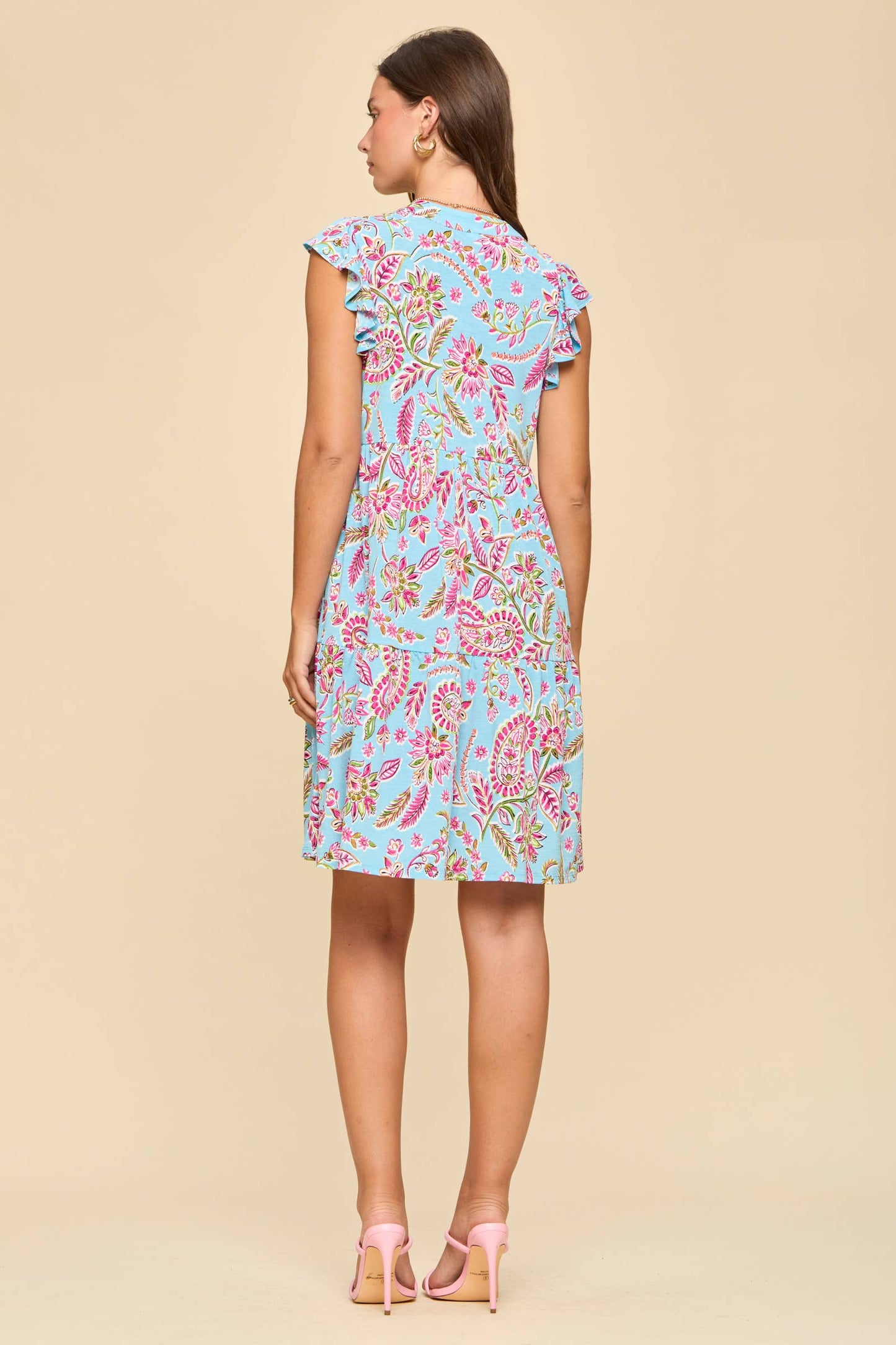 Lizzy Flutter Sleeve Tiered Dress
