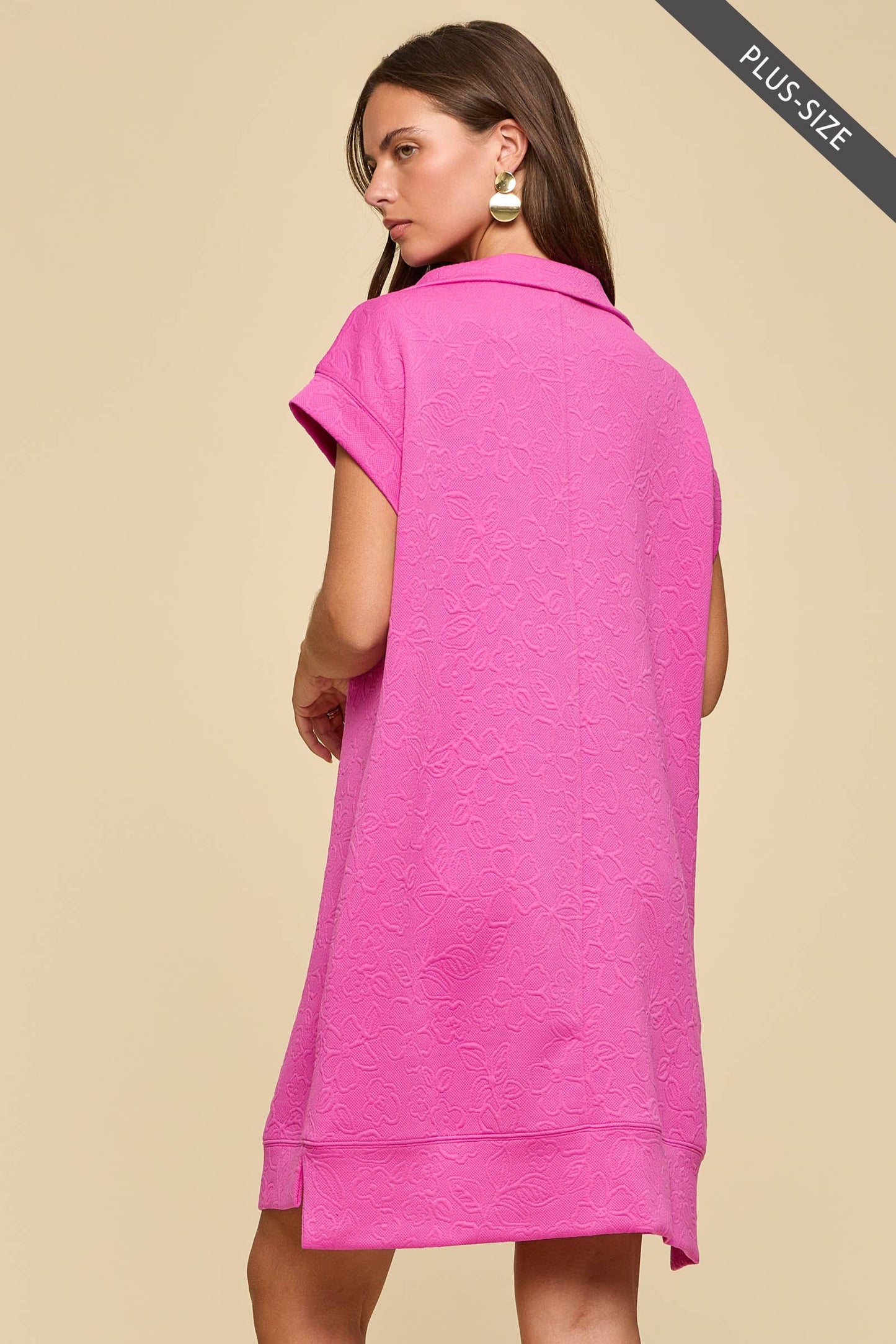 Spring Cap Sleeve Jacquard Dress Plus