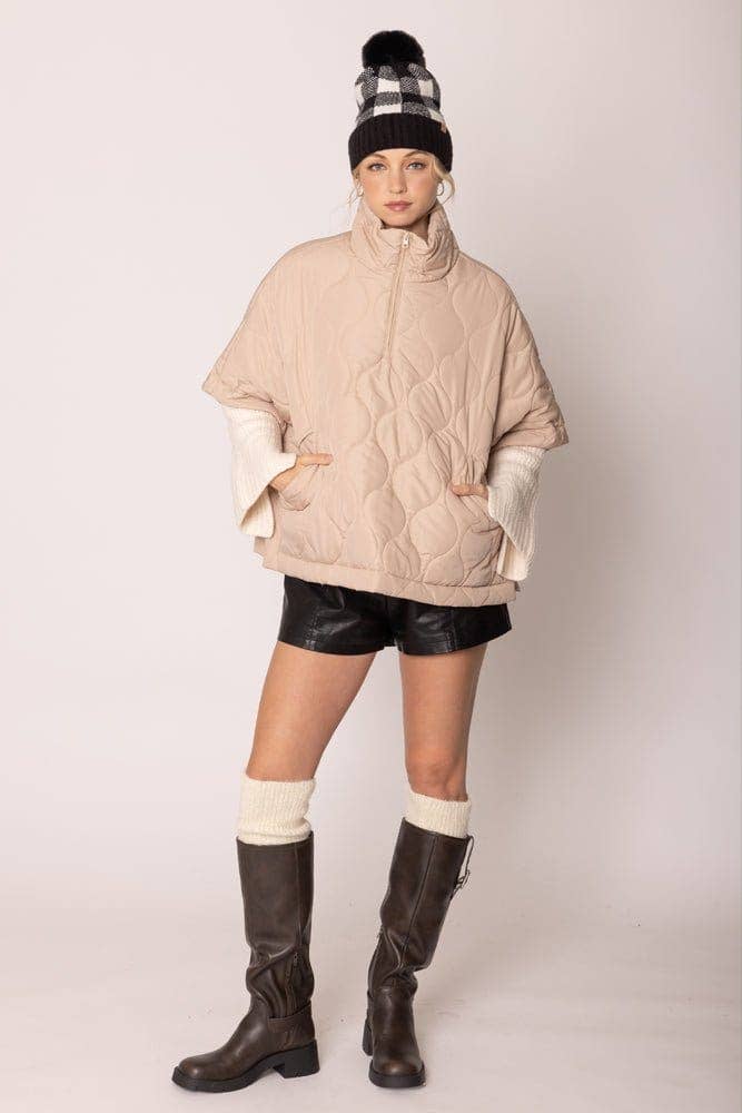 Quarter Zip Quilted Poncho  | The Savvy Pair
