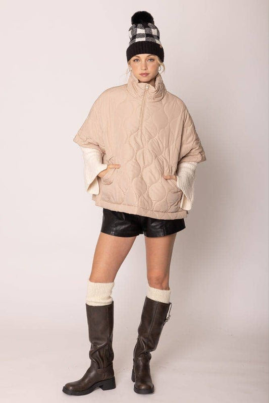Quarter Zip Quilted Poncho  | The Savvy Pair
